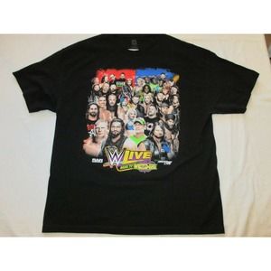 Live Road To Wrestle Mania T Shirt XXL Black WWE Authentic Wrestler